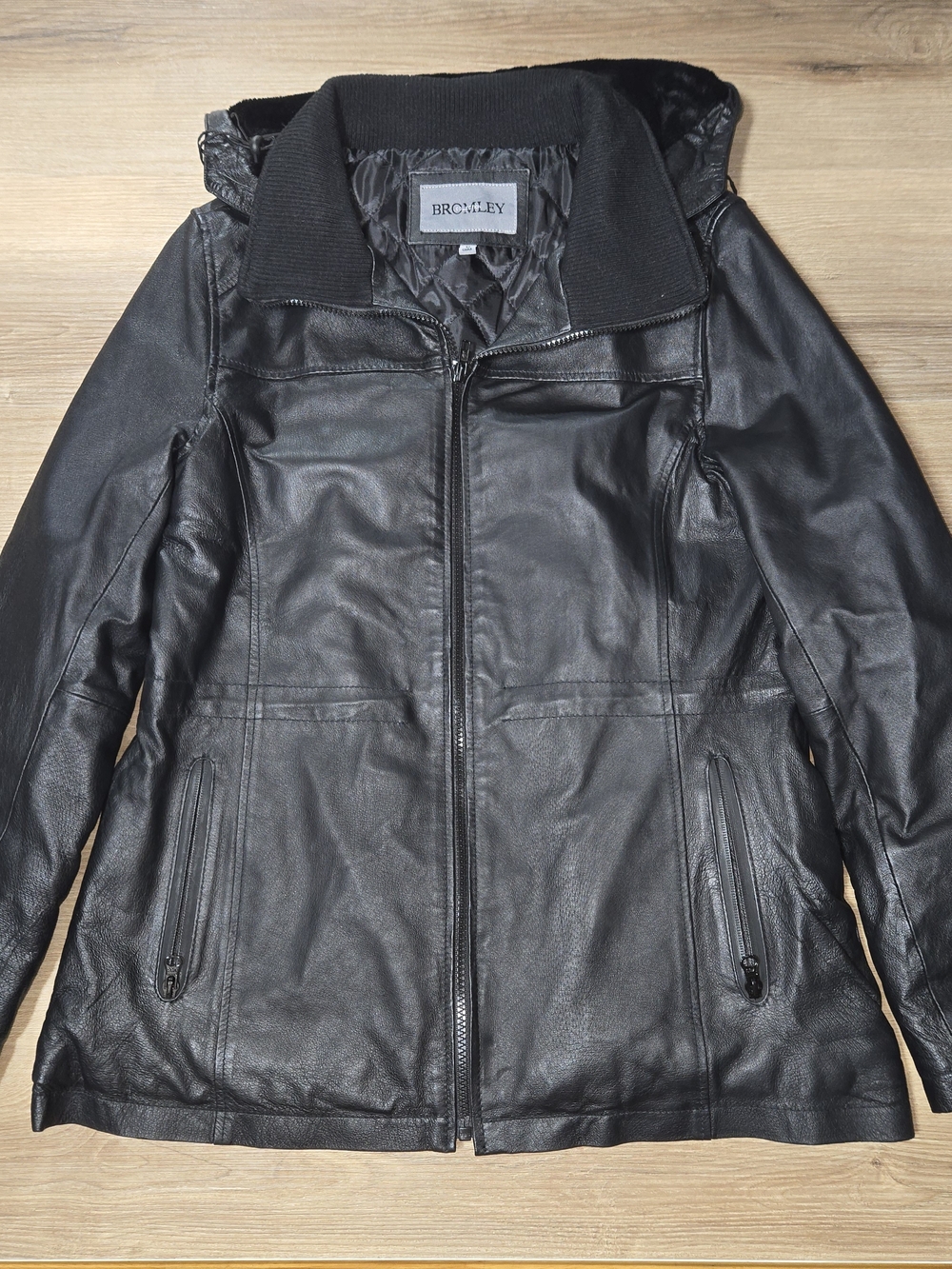 Bromley Black Leather Zip-Up Jacket